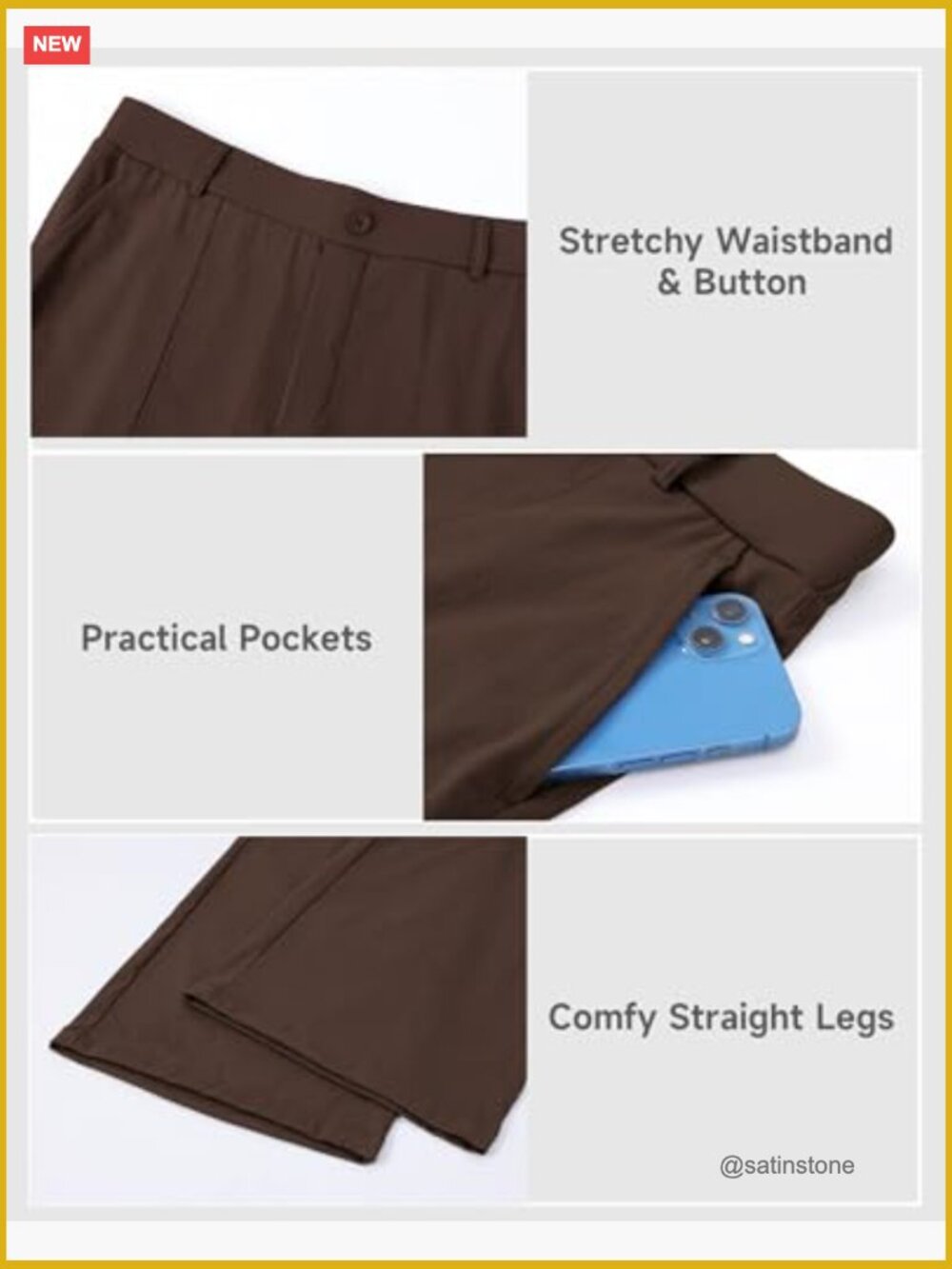 High Waisted Wide Leg Linen Cotton Blend Pants Pull On - Picture 3 of 7